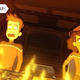 Ensigns Boimler and Mariner scream as a shuttlecraft's control panel is lit up by flames.